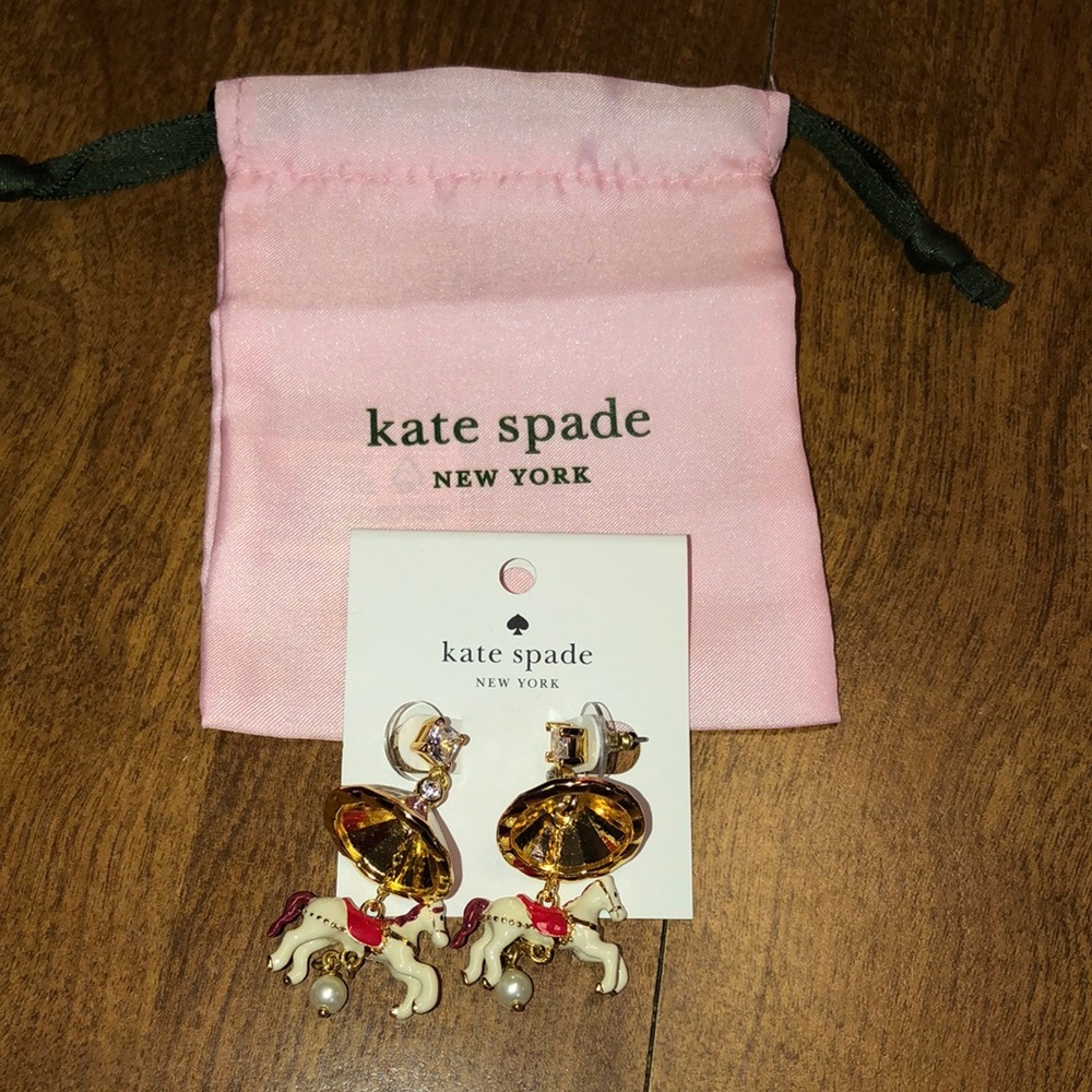 Kate Spade Gold and Red Carousel Earrings